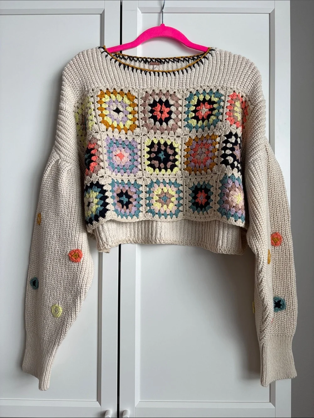 NWOT Free People Dahlia Crochet Pullover, XS